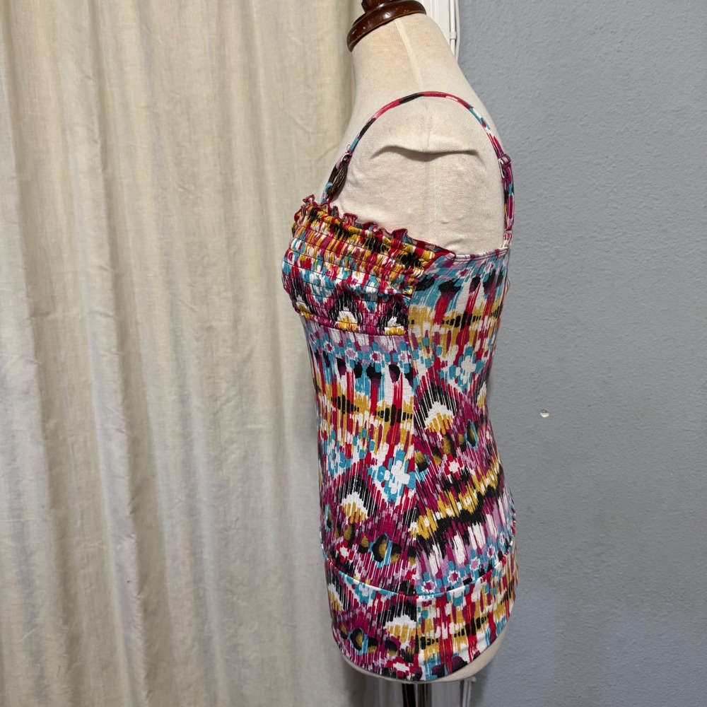 No Boundaries Y2K Multicolor Smocked Boho Tank Top Spaghetti Strap S - Picture 5 of 14